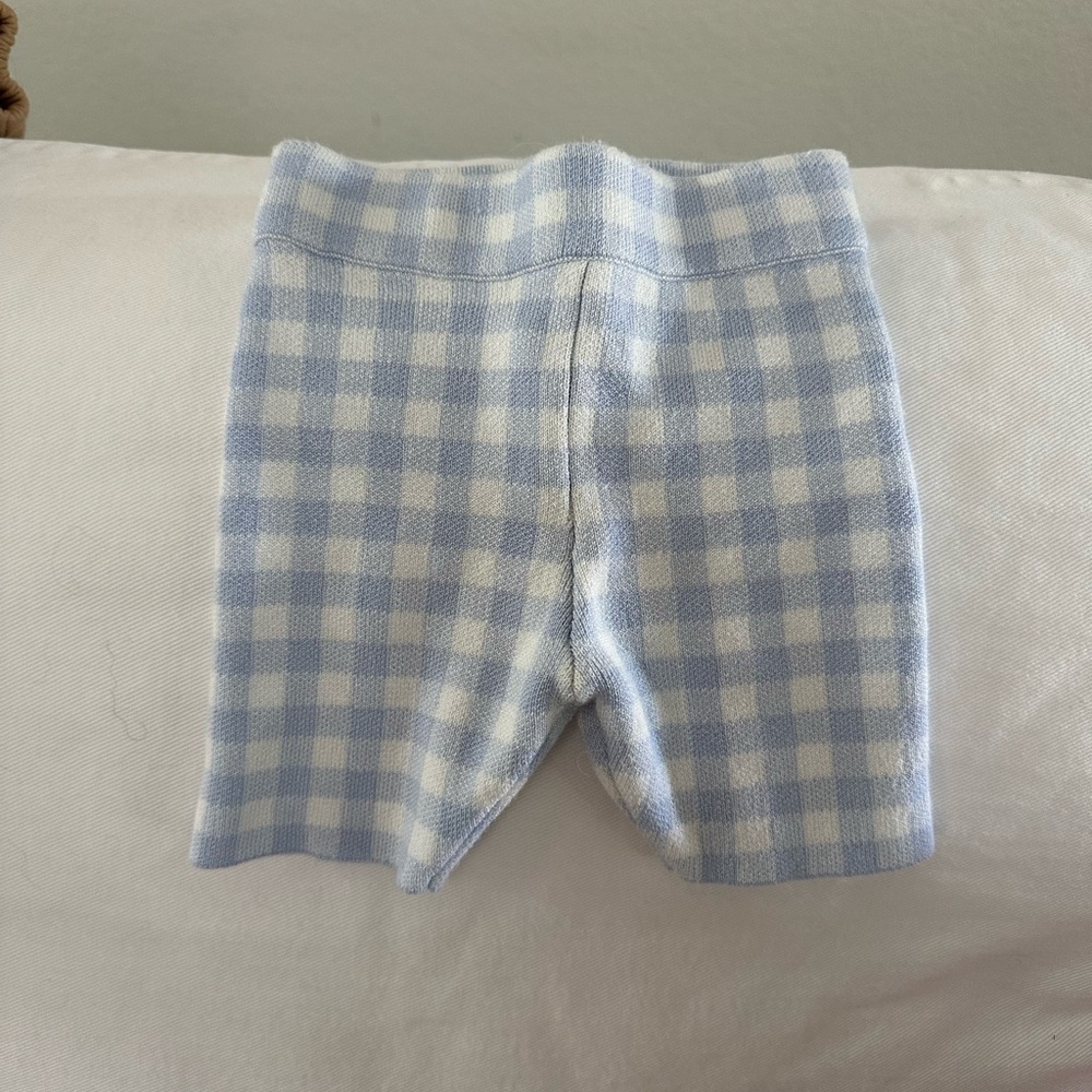 Zara Baby Blue and White Checkered Shorts